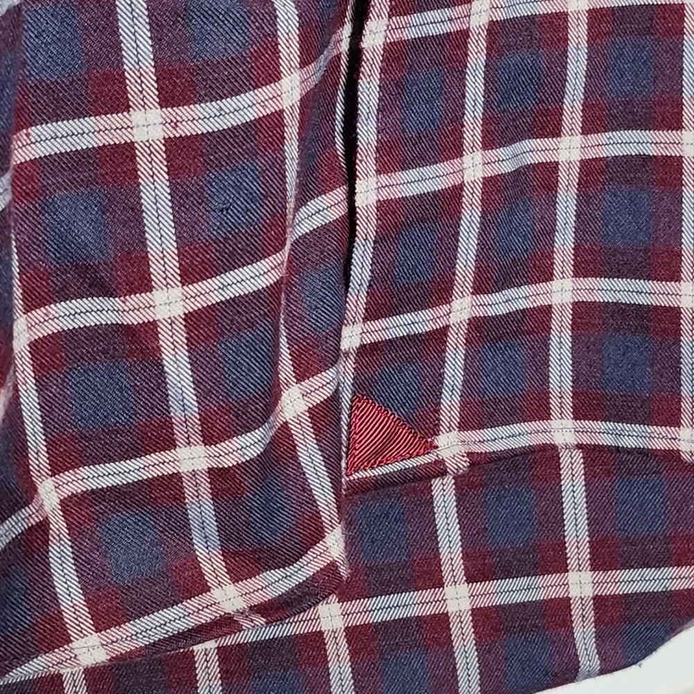 Untuckit Long Sleeve Men's Slim Fit Maroon & Blue Plaid Shirt Taurino - Picture 5 of 7